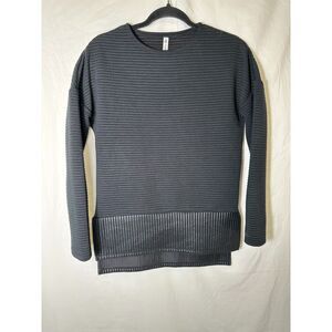 Fabletics Bre Women's Ribbed Long Sleeve Oversized Tunic Top Contrast Hem SZ XS